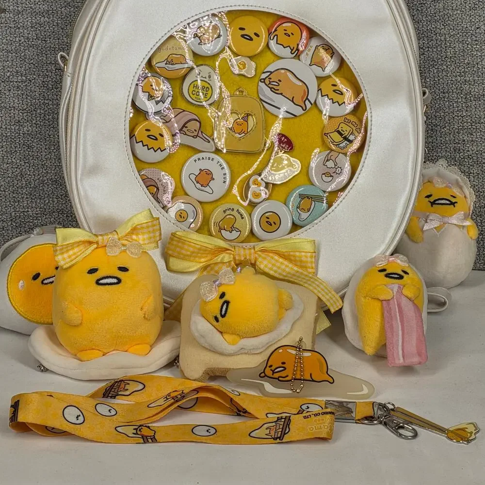 MIJU MIJU ITA BACKPACK + GUDETAMA PLUSH & PIN COLLECTOR KAWAII BUNDLE 10